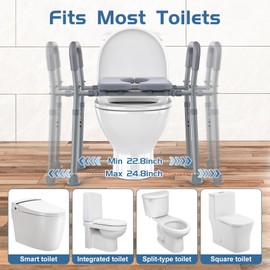 Dedibody Toilet Seat Risers for Seniors, Raised Toilet Seat with Handles, Adjustable Height & Width, Heavy Duty Up to 550lb Handicap Elevated Toilet Seat for Elderly, Pregnant, Fit Any Toilet