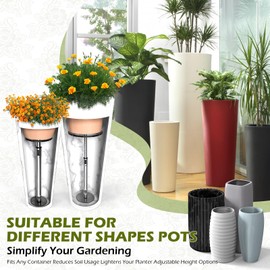 Hazztoll Adjustable Plant Risers for Inside Pot, Planter Insert for Large ​Container​, 19.5-32'' Rise Filler Riser of Tall Flower Bed, Metal Lift Insert for Tall Taper (6 “8“10” Base or Top)