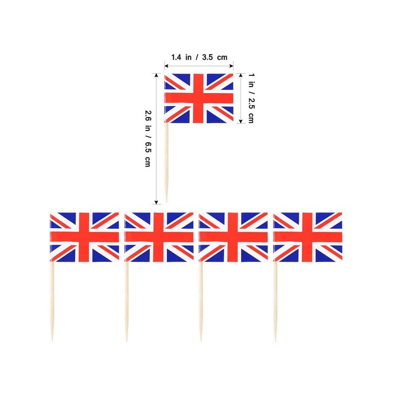 100pcs Mini UK Flags Union Jack Cocktail Sticks Cupcake Toppers