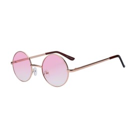 OWL Round Pink Gradiant Sunglasses Metal Frame Hippie Sunglasses UV400 Polycarbonate Lens John Lennon Sunglasses for Men Women