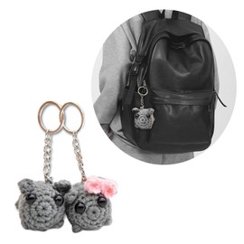 hokojix Handmade Crocheted Sad Hamster Plush Keyring Holder Keychain Charm Accessory Couples Presents Decorative Box