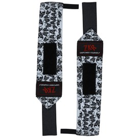 ZKR Power Weightlifting Wrist Wraps Support Gym Bodybuilding, Crossfit, Powerlifting, Workout Heavy Muscle Strength Training Straps With Thumb Loop Support (Skull)