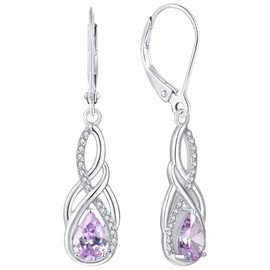 YL Infinity Celtic Knot Drop Birthstone Earrings 925 Sterling Silver June Birthstone Alexandrite Dangle Earrings for Women