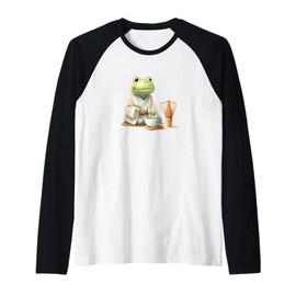 Fun Tea Ceremony Costume for Japan and Frogs Lovers Raglan Baseball Tee