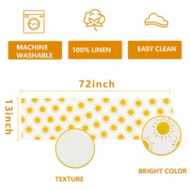 BCCSNNM Here Comes The Son Baby Shower Decor,Yellow Sun Table Runner Summer Table Runner Sun Party Decorations Sunshine Party Decor（13*72inches,Line）