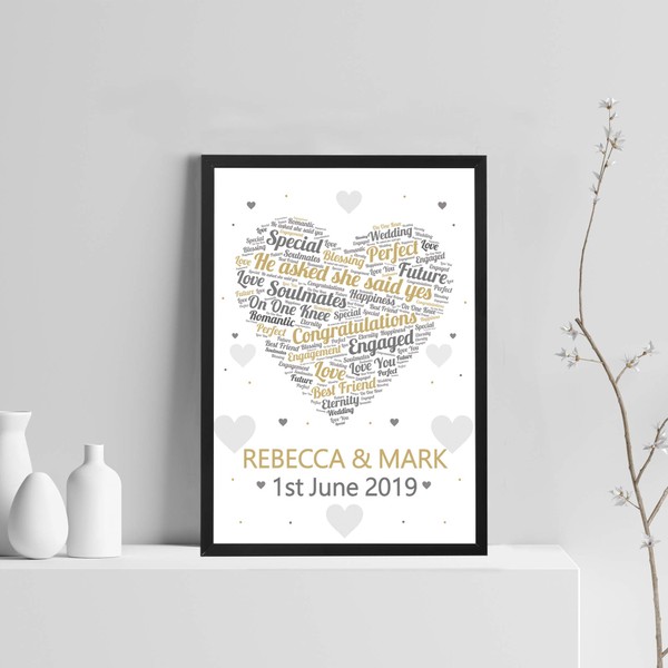 RED OCEAN PERSONALISED Engagement Gifts Keepsake Framed Print Engagement Presents