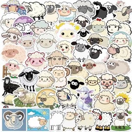 Sheep Stickers Pack of 50 Cute Cartoon Animal Stickers for Laptop Skateboard Luggage Car Phone Guitar Scrapbook Motorcycle Bicycle Suitcase Waterproof Funny Sheep Sticker for Children Adults