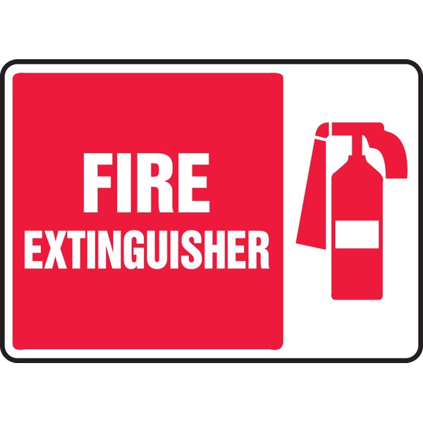 Accuform "Fire Extinguisher" Safety Sign, Aluminum, 10 x 14 Inches