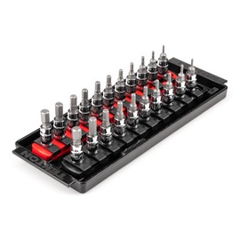 TEKTON 1/4 Inch Drive Hex Bit Socket Set with Rails and Tray, 21-Piece (5/64-5/16 in., 2-8 mm) | SHB90203