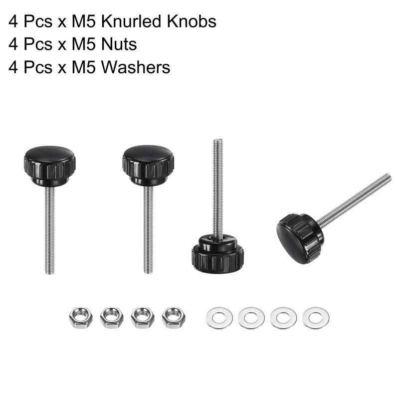 QUARKZMAN 4 Sets Knurled Buttons Thumb Screws with Nuts Washers