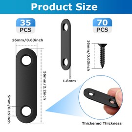 Flachverbinder Schwarz, 35 Stück Flachverbinder Edelstahl Lochplatte Holzverbinder Lochplatte mit Schrauben 56×16×1.8mm Metall Flachwinkel für Verbinder Edelstahl Winkelverbinder für Holzstühle