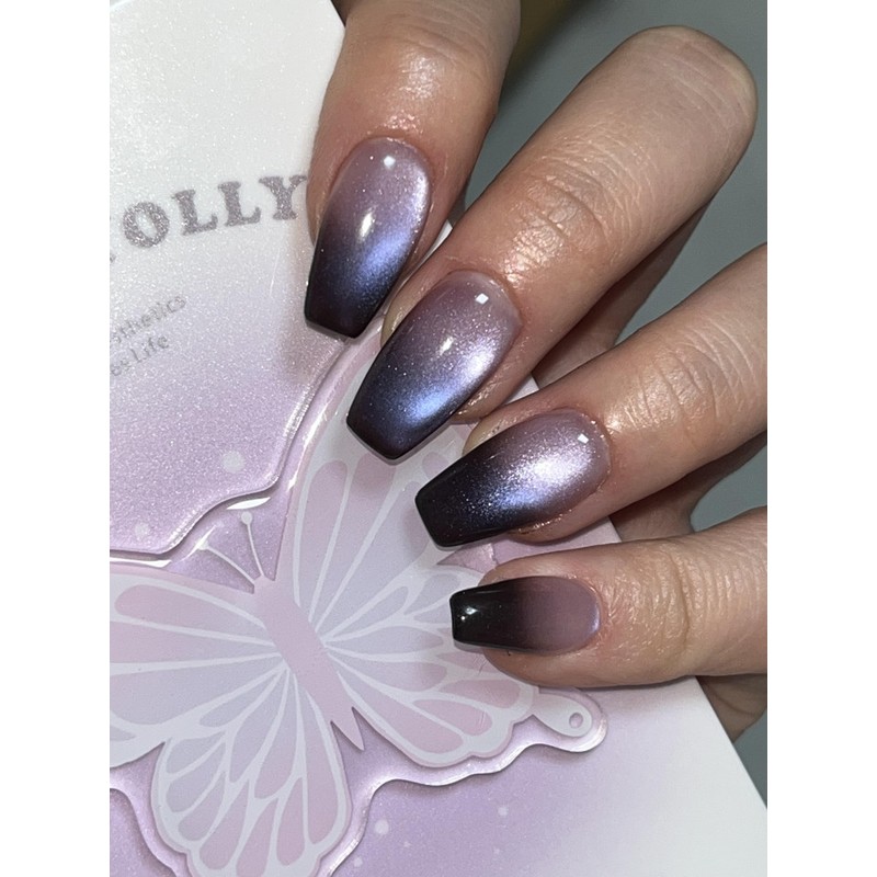 Purple Aurora Handmade Nail Tips - Short Oval / 퍼플