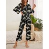 Brosloth Women's Silk Satin Pajamas Pjs Sets Cute Lace Pattern