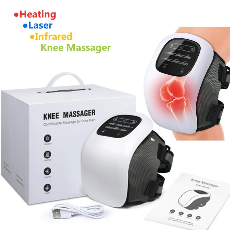 Cordless Heated Knee Massager Vibration Therapy Knee Massager with LED