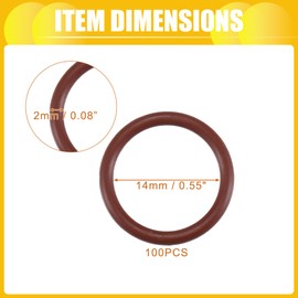 INFINAUTO O Ring Seal Gasket, 14mm ID x 2mm CS for Cars Trucks SUVs Trailers Orings Seal Washer Replacement Automotive Faucet Repair Brown, 100 Pcs