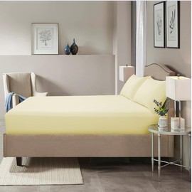 HADI LONDON Microfiber Deep Fitted Sheets 40cm - King Size, Super King, Double, Single Bed Sheets | Ultra Soft & Durable Bedding Set - Fit for All Beds (Cream, Single)