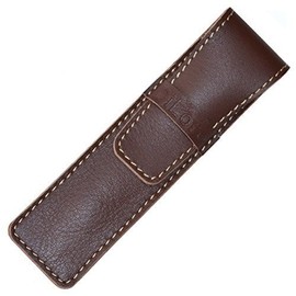 DiLoro Full Grain Cow Leather Single Pen or Pencil Case Holder For Fountain Ballpoint Rollerball Reddish Brown