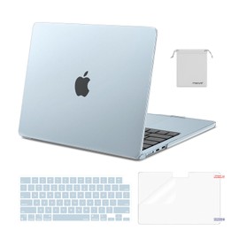 MOSISO Compatible with MacBook Air 13 inch Case 2025 2024 2023 2022 M4 A3240 M3 A3113 M2 A2681, Plastic Hard Shell&Keyboard Cover&Screen Film&Pouch for MacBook Air 13.6 inch Case, Sky Blue