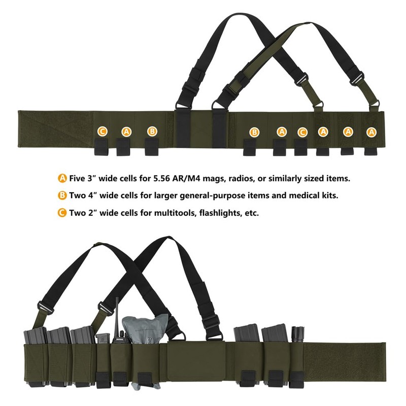 KRYDEX Tactical Chest Rig Elastic Rig Cummerbund with X Harness
