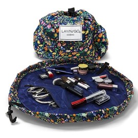 Lay-n-Go Cosmo Drawstring Cosmetic Pouch & Makeup Bag Organizer, Toiletry Bag for Travel, Gifts, and Daily Use, 20 inch, Butterfly Small Floral