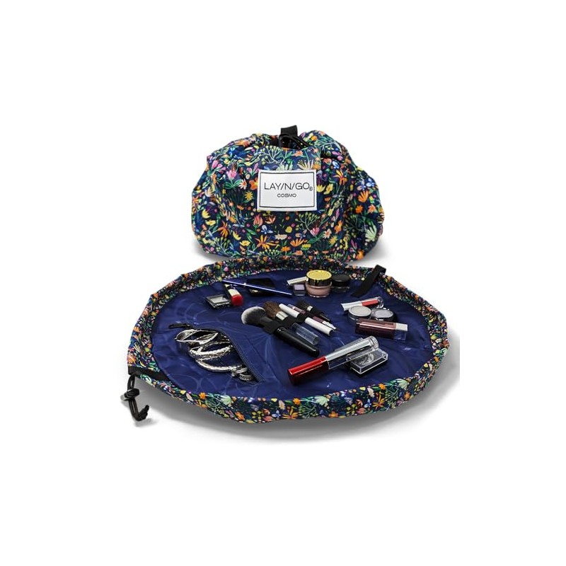 Lay-n-Go Cosmo Drawstring Cosmetic Pouch & Makeup Bag Organizer, Toiletry