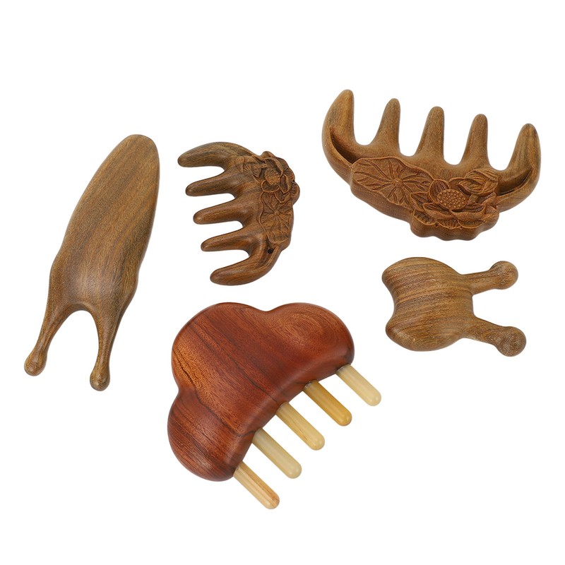 Meridian Massage Tool Kit Wood 3pcs Meridian Comb 2pcs Nose