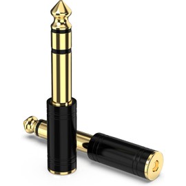 DigitConvert 1/4'' Male to 1/8'' Female Stereo Audio Adapter Converter,Upgrade 6.35mm Jack Stereo Socket to 3.5mm Jack Stereo Plug for Guitar Headphones Amp, Pure Copper 2-Pack