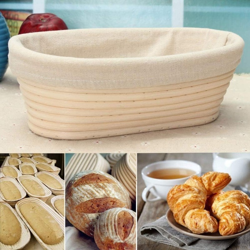 2 Pack 10 Inch Banneton Bread Proofing Basket, Oval Sourdough
