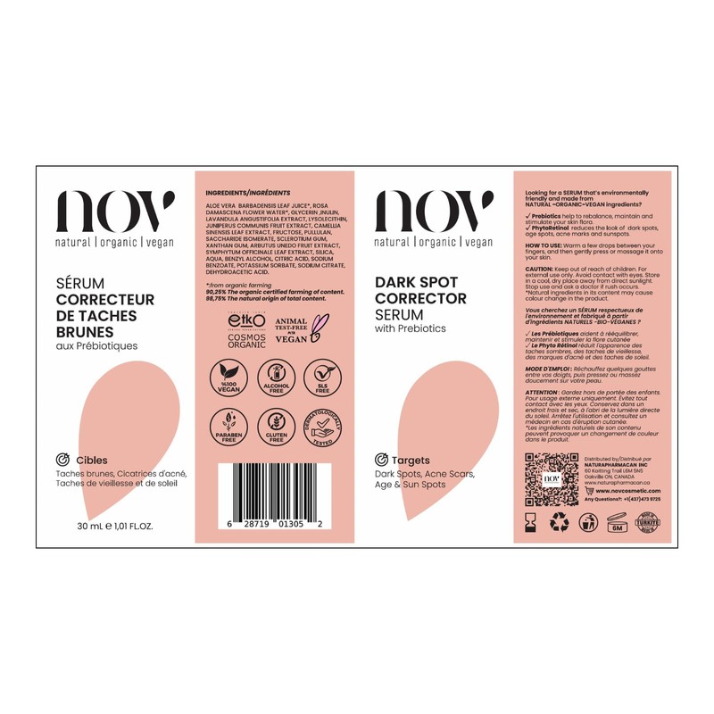 NOV Natural Organic Vegan Bright Balance Dark Spot Serum –