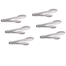 Kosma Set of 6 Pc Stainless Steel Utility Tongs with Lock - 9" | BBQ Tongs