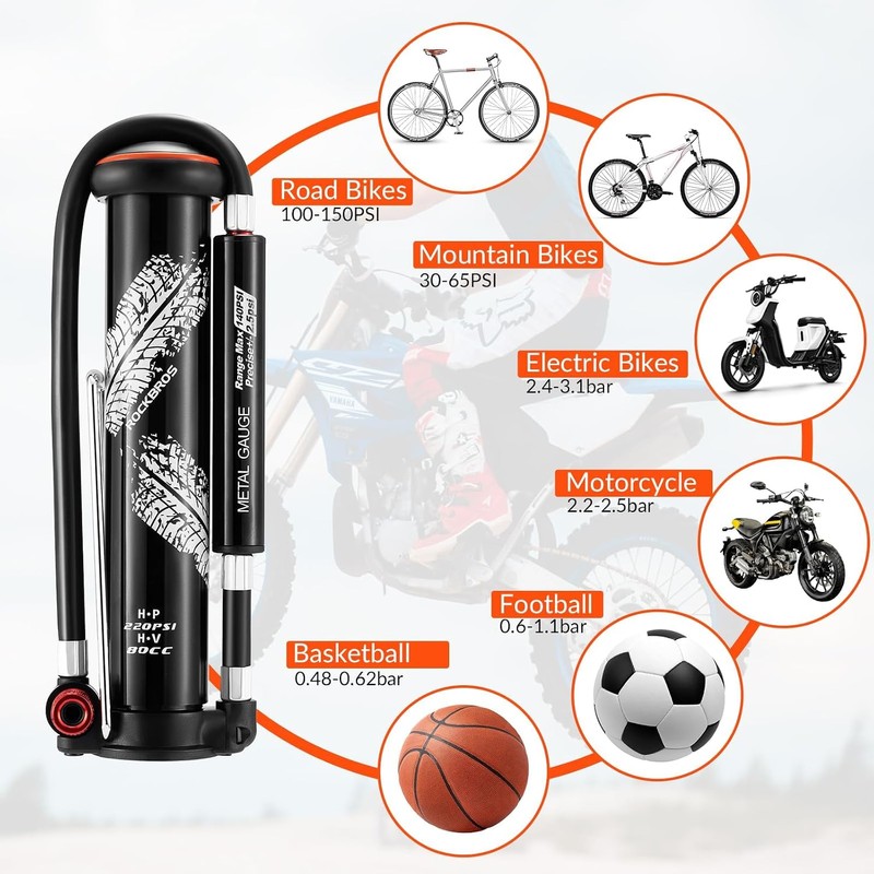 ROCKBROS Mini Bomba de Aire Manual para Bicicleta