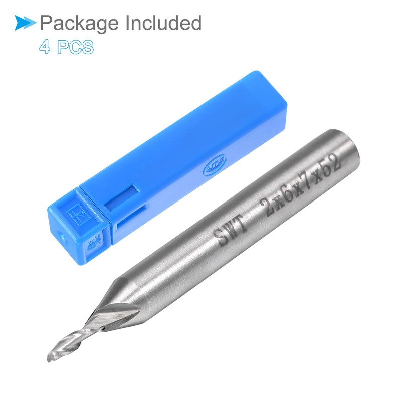 CoCud 2 mm Diameter 7mm Long 2-Blade Spiral End Mill