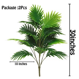Ollain 30" 2PCS Artificial Plant Tropical Palm Leaf Bush Plastic Greenery Areca Palm Plant 21 Leaves per Bush for Home Kitchen Party Flowers Arrangement Wedding Decorations (2)