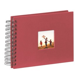Hama Fine Art photo album, 50 black pages (25 sheets), spiral bound album 24 x 17 cm, with cut-out window, burgundy