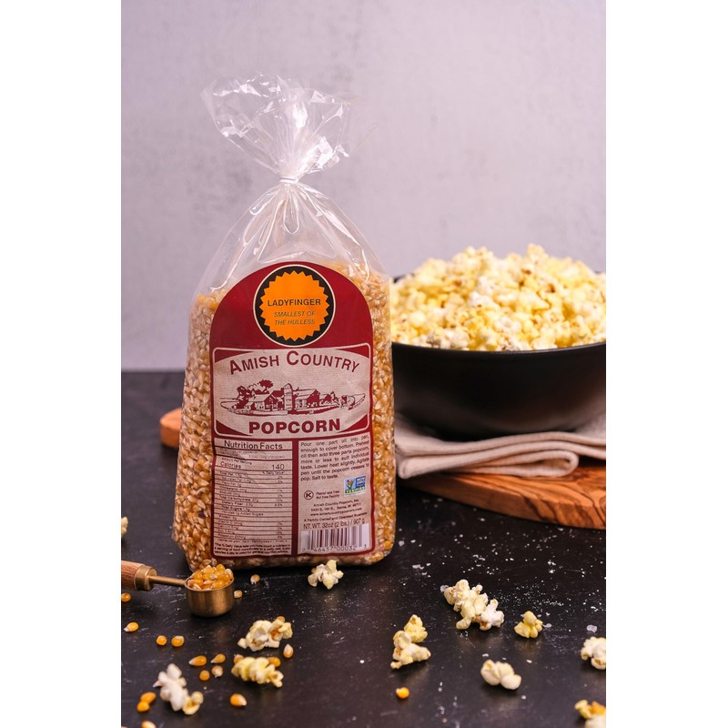 Amish Country Popcorn | 2 Lb Ladyfinger Kernels | Old