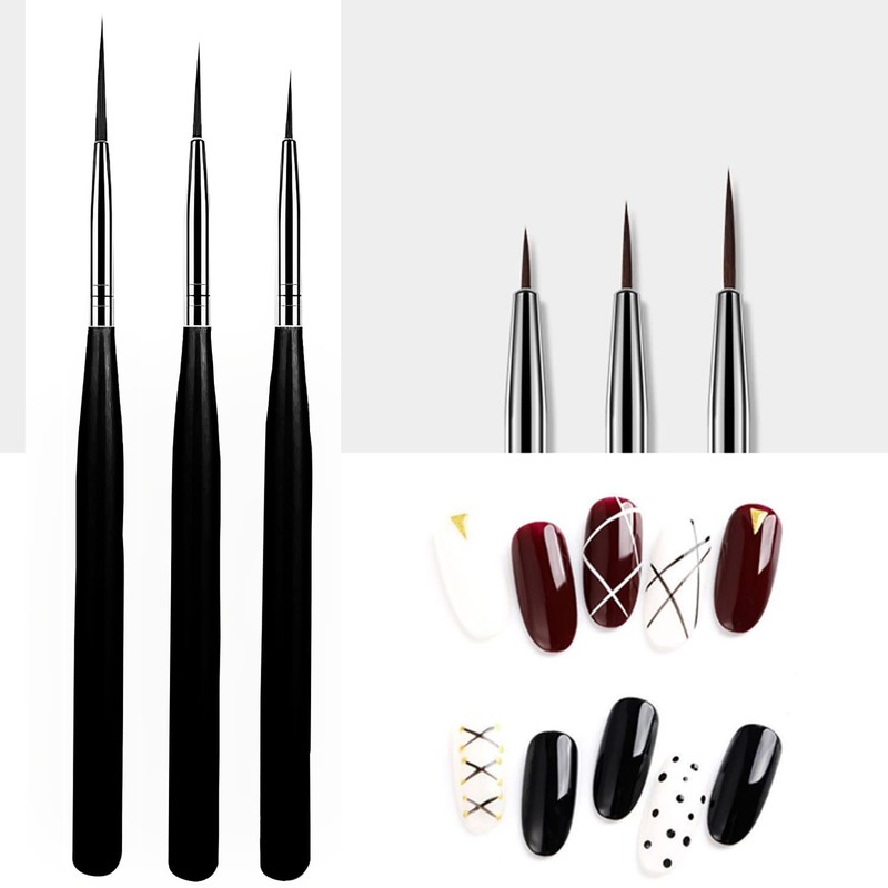 luoshaPUCY Nail Design Brushes, [3 Pieces] Nail Art Liner Brush