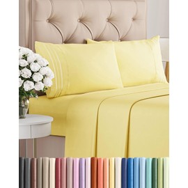 King Size 4 Piece Sheet Set - Comfy Breathable & Cooling Bed Sheets Set - Hotel Luxury Bedding for Women, Men, Kids, Teens, Boys & Girls - Deep Pockets, Ultra-Soft, Wrinkle Free - Oeko-Tex - Yellow
