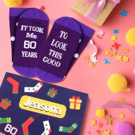 Jeasona 60th Birthday Gifts for Women Socks 6-9 Unusual 60th Birthday Gifts for Her 60th Birthday Ideas for Women Womens 60th Birthday Gifts Ideas Gifts for 60 Year Old Woman Socks Funny Socks