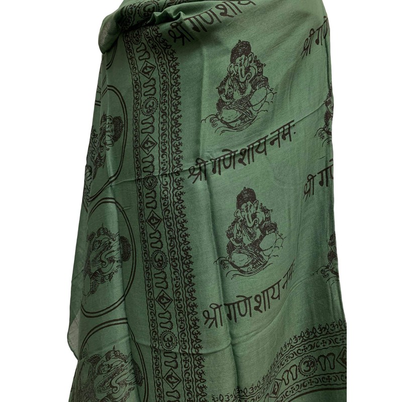 Ganesh Cotton Altar Cloth Prayer Shawl (43" x 66") (Hunter