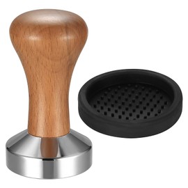 Coffee Tamper 51mm, Espresso Coffee Tamper, Espresso Press Barista Tamper with Stainless Steel Base & Wooden Handle for Coffee Grounds Barista Espresso Machines Accessories