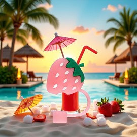 Cute Strawberry Tips Cover Reusable Toppers Dust-Proof Cactus Straw Cover Plugs for Drinking Straws Party Birthday Party Gifts Portable for 6-8mm Small Size Straw Caps Decoration