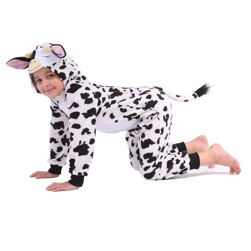 Sincere Party Fleece Cow Onesie Costume for Kids XL(10-12)