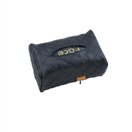 XUNQUCOM Car Chair Back Mounted Tissue Holder PU Leather Case,Black