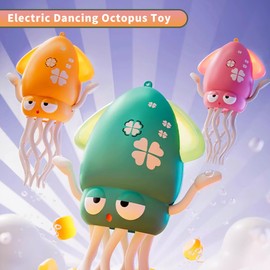 WIizyzfhy Interactive Octopus Dancing- Electric Crawling Octopus Toy with LED Lights & Music, Smart Sensor Avoidance Great Stress Relief Toy for Office/Home (Green)