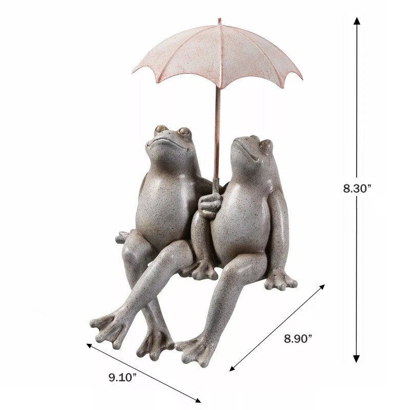 Hi-Line Gift Ltd. Couple Frogs Edge Sitting Statue Under Umbrella
