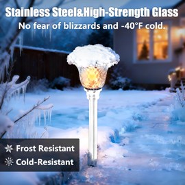 Beau Jardin 4 Pack Solar Pathway Lights Outdoor Stainless Steel Solar Powered Waterproof Glass High Lumen Garden Landscape Path Yard Walkway Driveway Color Changing Cool White Silver