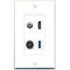 RiteAV Coax HDMI TOSLINK USB-3 Wall Plate Decorative [White]