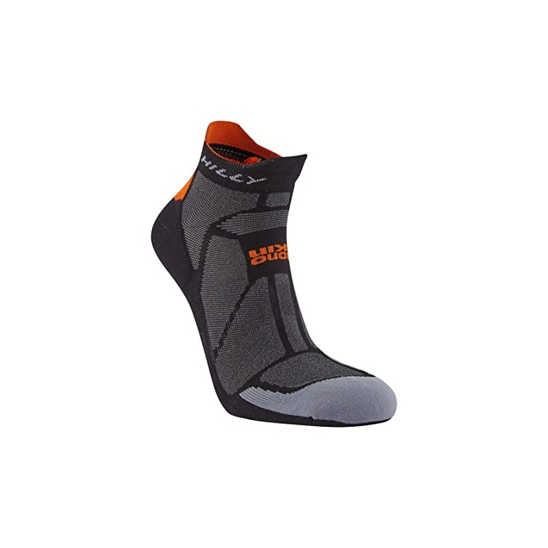 Hilly Unisex Marathon Fresh-Socklet-Min Cushioning Running Socks, black/orange