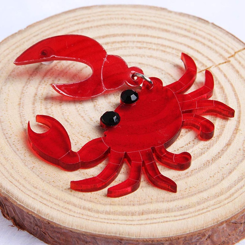 Wixine 1Pairs Fashion Red Crab Earring Acrylic Resin Drop Dangle