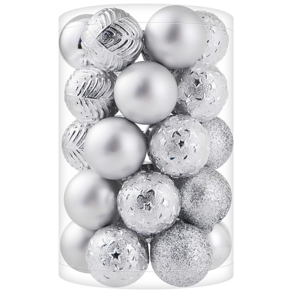 Mini esferas de Navidad de plata de 34 quilates, adornos